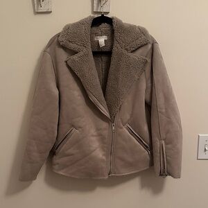 Women's Taupe Shearling Jacket